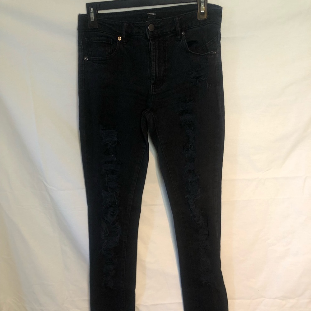 Forever 21 High Waisted Distressed Skinny Jeans